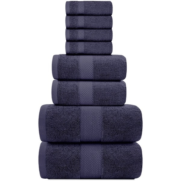 Towel Set Classic Eight Piece Dobby Border Terry Cloth