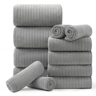 Towel Set, Dark Gray 12-Piece Complete Cotton Blend Bathroom Collection