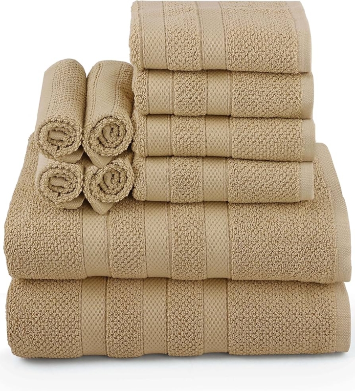 Towel Set: Muted Blue, Popcorn Weave Texture, Spa Style Arrangement