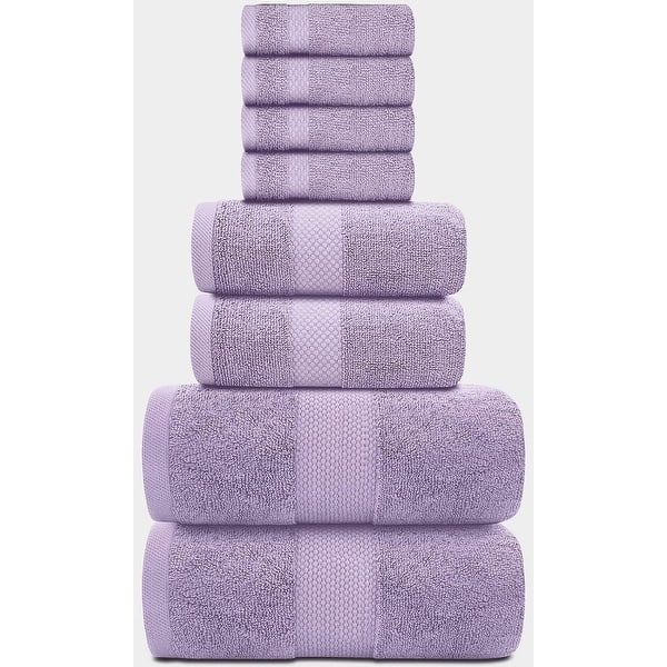 Towel Set Plush White Hotel Style Dobby Border
