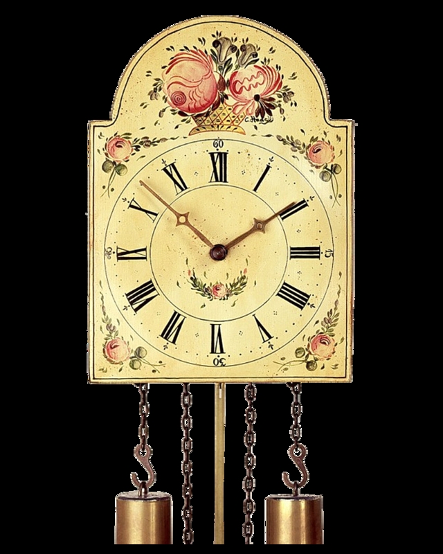 Traditional Black Forest Wall Clock Hand Painted Floral Shield