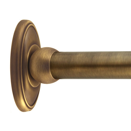 Traditional Shower Rod Antique Matte Brass Ornate Decorative Bracket