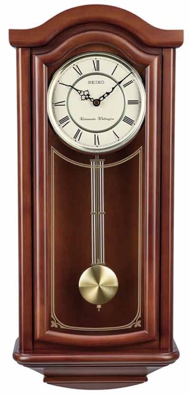Traditional Wall Clock with Lyre Pendulum and Cherry Finish