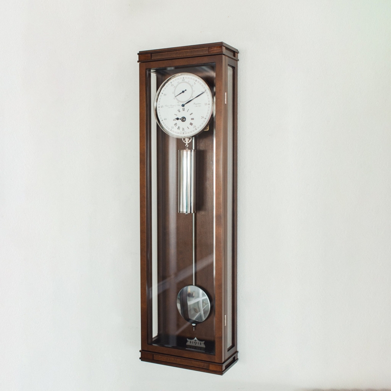 Traditional Walnut Regulator Wall Clock Tall Mechanical Weights