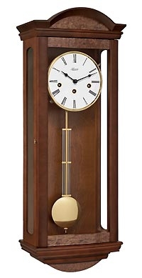 Traditional Wood Regulator Wall Clock Brass Pendulum Glass Front