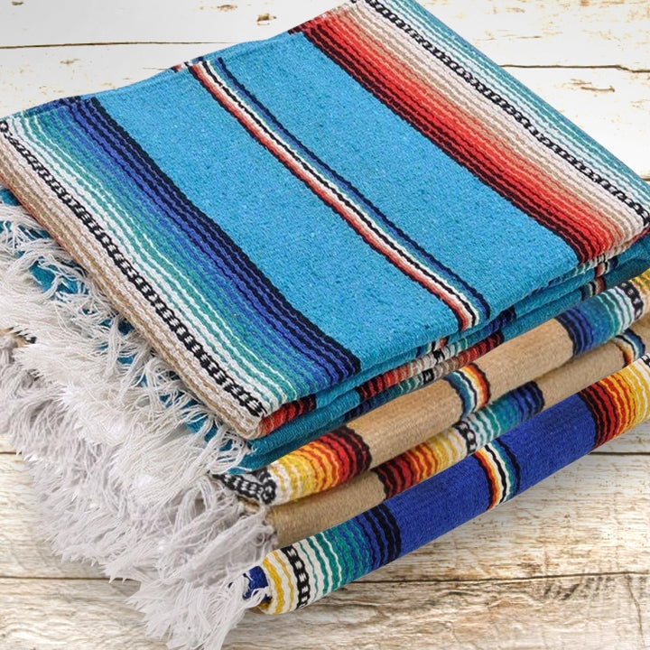 Traditional Woven Falsa Blankets, Heavy Striped Beach Throws