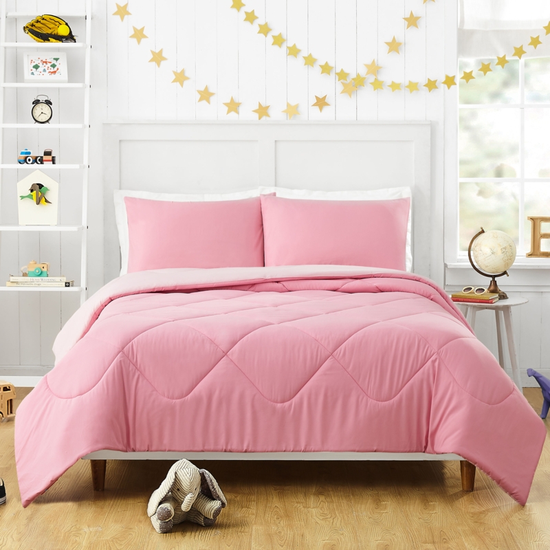 Transitional Comforter Set with White Organic Pattern
