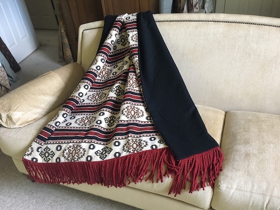 Tribal Geometric Lodge Bedding Woven Throw Blanket Fringe
