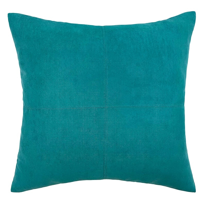 Turquoise Throw Pillow with Faux Suede Nap.