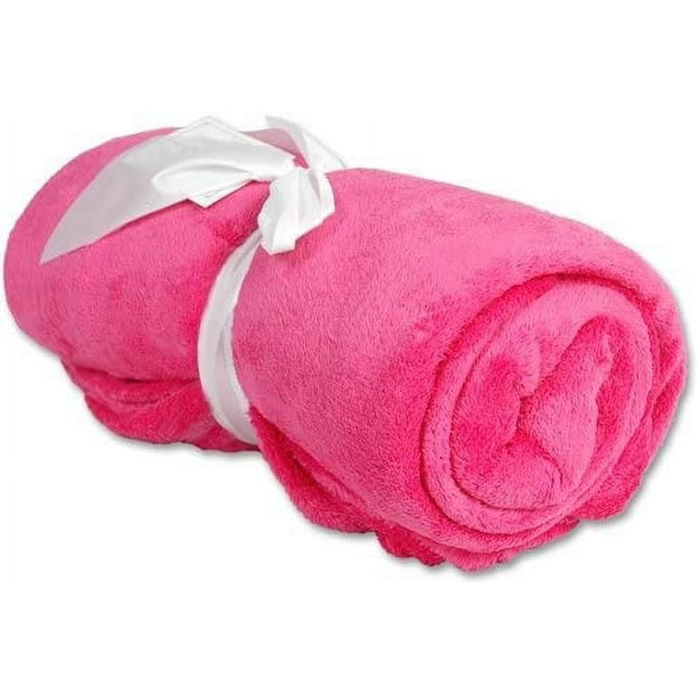 Ultra-Plush Fleece Throw Blanket, Hot Pink. Vibrant Plush Fleece Accent Throw