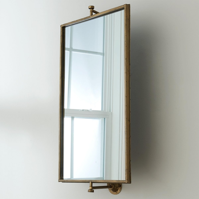 Vanity Mirror Aged Gold Finish Pedestal Base Transitional Tilt