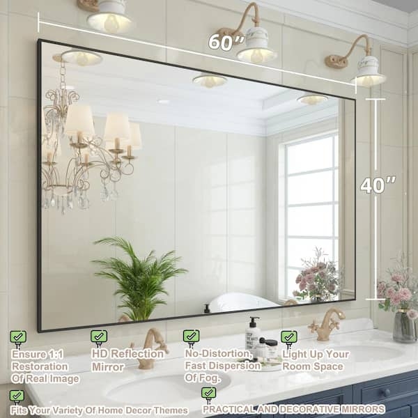 Vanity Mirror Aluminum Frame Matte Black Extra Wide Horizontal
