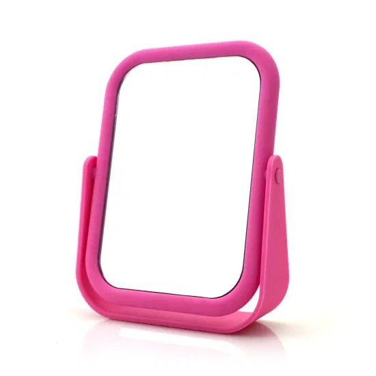 Vanity Mirror Matte Pink Swivel Head Double Sided Rounded Square