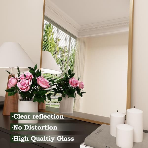 Vanity Mirror: Slim Brushed Metal Large Rectangular