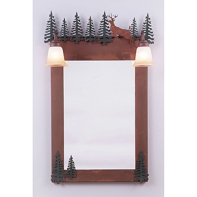 Vanity Mirror with Integrated Lighting and Metal Wildlife Cutout Frame
