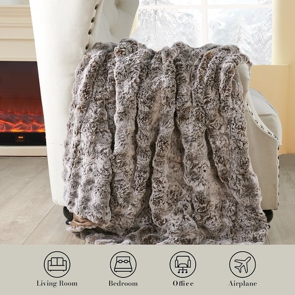 Variegated Pattern High Pile Faux Fur Throw Blanket