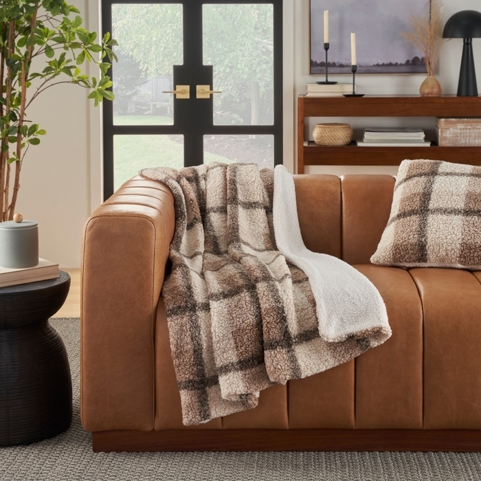 Variegated Throw Blanket Faux Fur Plush Luxurious Brown