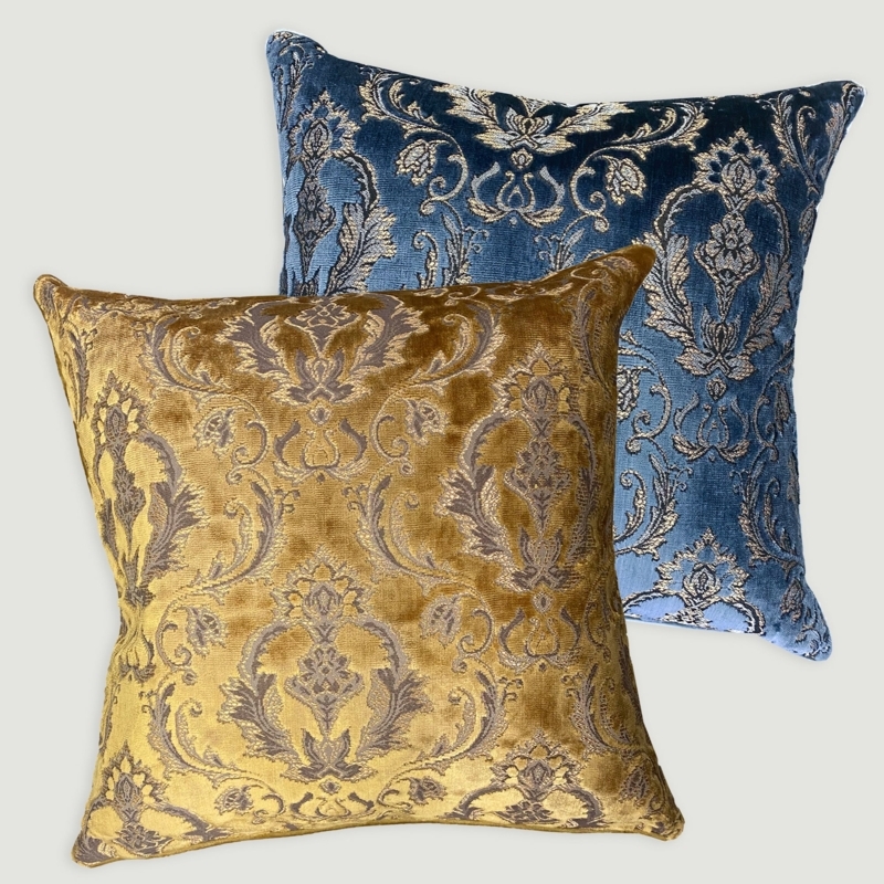 Velvet Damask Throw Pillow, Classic Ornate Pattern Decor