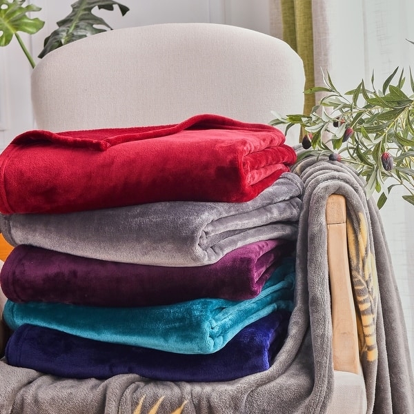 Velvet Throw, Navy Blue, Large Solid Blanket for Sofa