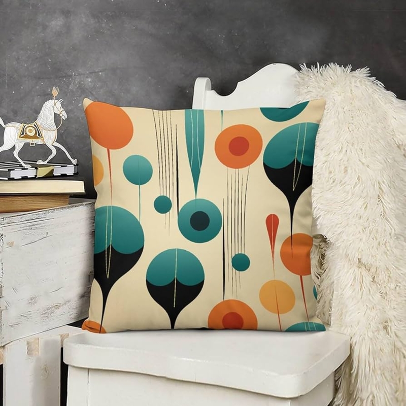 Velvet Throw Pillows in Teal and Terracotta Abstract Geometric Print
