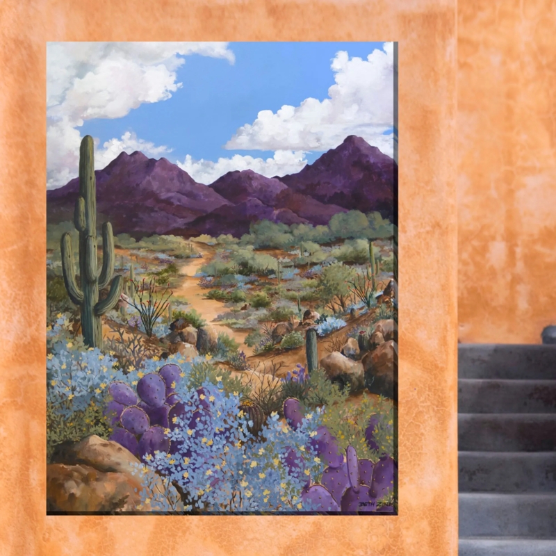 Vertical Canvas Wall Art Indoor Outdoor Southwestern Desert Sunset
