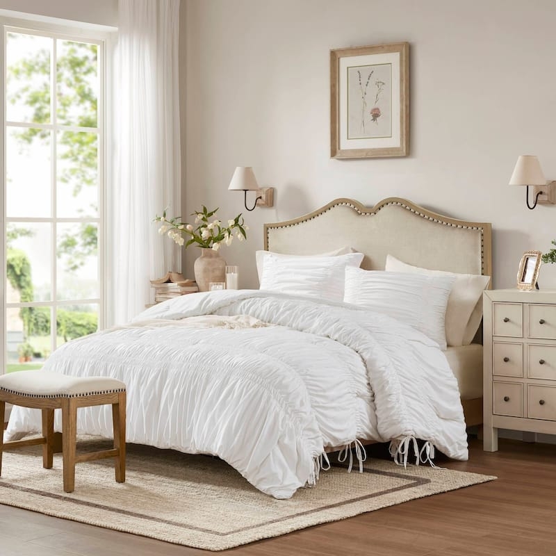 Vertical Ruched Comforter Set French Country Bedroom Bedding