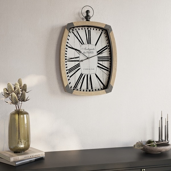 Vertical Wall Clock with Rectangular Frame and Roman Numerals
