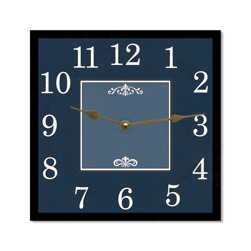 Vibrant Blue Wall Clock Decor with Rounded Square Frame