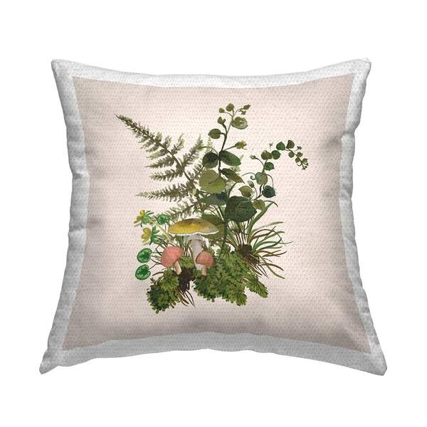 Vibrant Green Botanical Throw Pillow Woodland Nature Theme