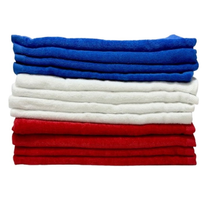 Vibrant Hand Towel Set featuring Royal Blue and Red Terry Velour