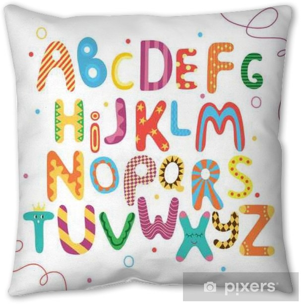 Vibrant Multi-Color Alphabet Print Throw Pillow