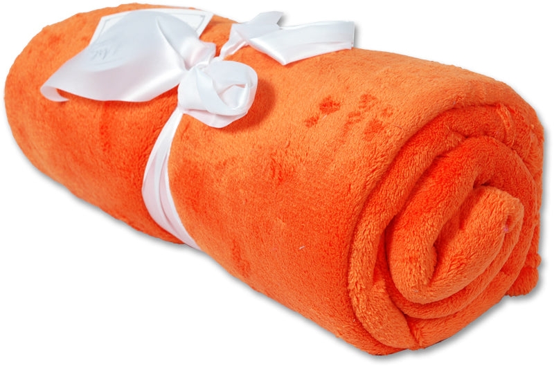 Vibrant Orange Throw Blanket Plush Fleece Pile Saturated Hue Accent