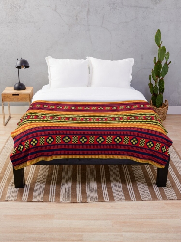 Vibrant Southwestern Throw Blanket in Primary Color Palette