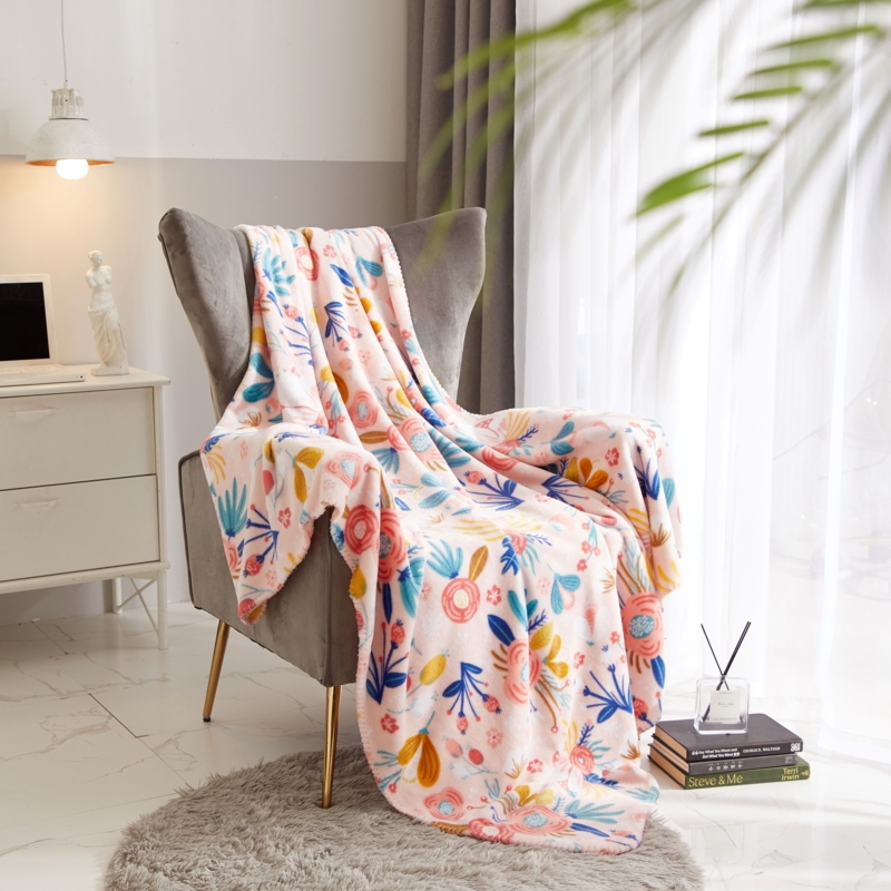 Vibrant Throw Blanket: Large Scale Floral Blooms, Floral Plush Throw