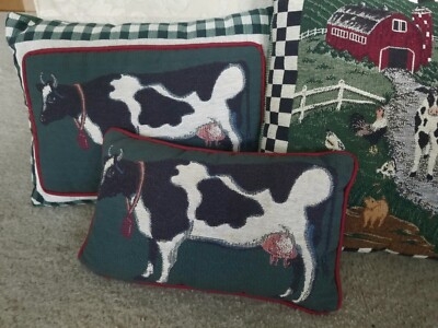 Vintage Farmhouse Throw Pillows with Sage Green Pastoral Motifs