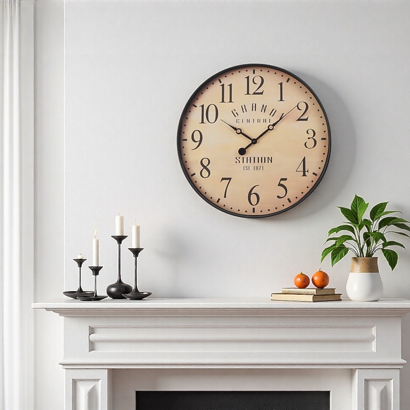 Vintage Industrial Wall Clock with Gear Motif and Aged Bronze Finish