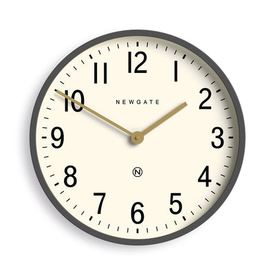 Vintage Inspired Wall Clock with Matte Grey Finish and Ornate Hands