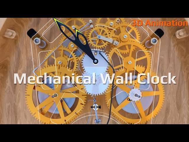 Vintage Mechanical Clock Movement Brass Gears Steel Plates