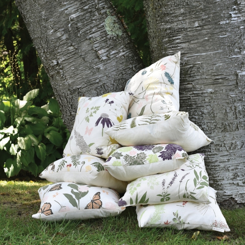 Vintage Style Throw Pillows Botanical Illustrations Woven