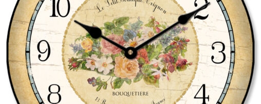 Vintage Wall Clock Floral Dial Center London Branding Shabby Chic