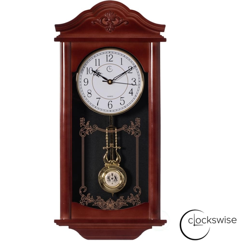 Vintage Wall Clock with Arch Top and Wood Grain Finish