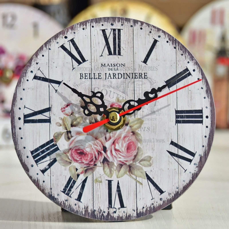 Vintage Wall Clock with Rose Floral Dial and Mini 5 Inch Scale
