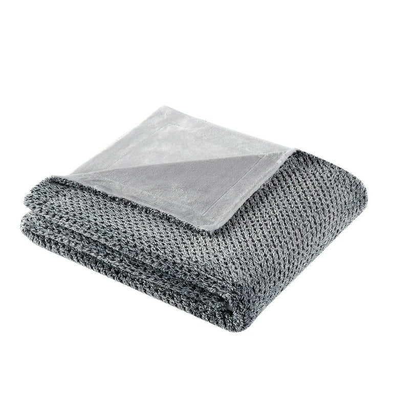Waffle Texture Throw Blanket Dual Layer Plush Melange Finish