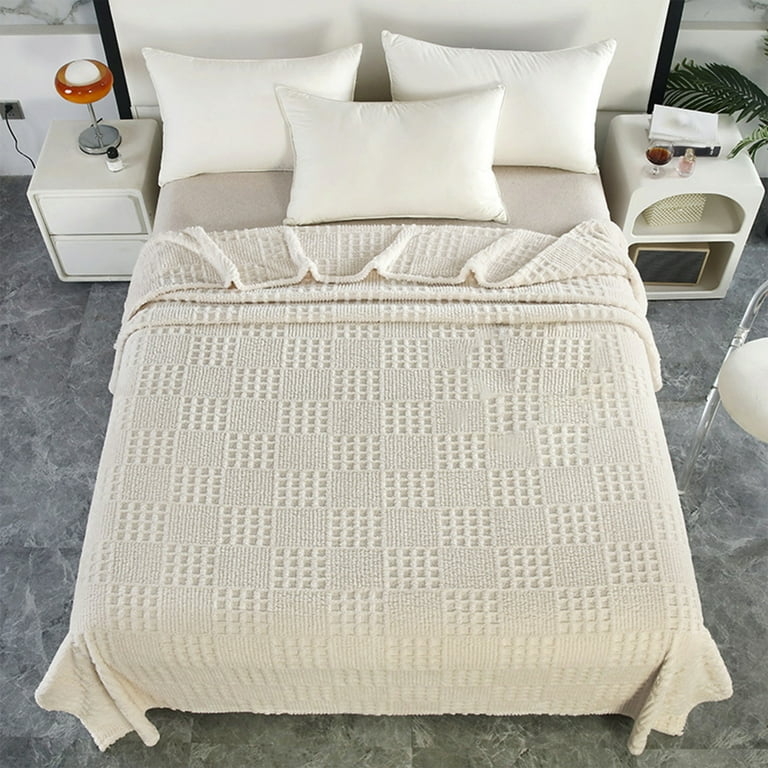 Waffle Weave Fleece Blanket, Navy Blue, Breathable