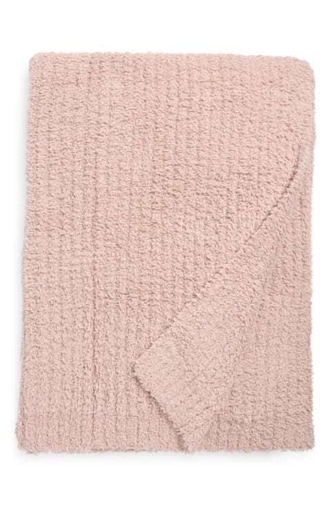 Waffle Weave Throw Blanket, Blush Pink. Blush Pink Waffle Weave Throw