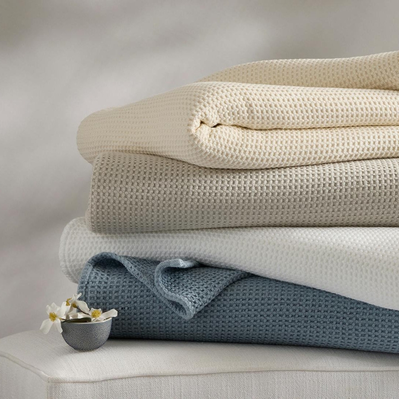 Waffle Weave Throw Blanket, Neutral Gradient Stack