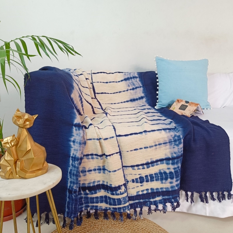 Waffle Weave Throw Blanket, Terracotta Fringe