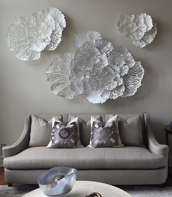 Wall Art 3D Sculptural Metal Flower Textured Center Matte Finish