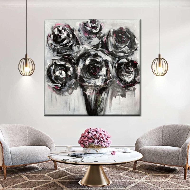 Wall Art: Abstract Triptych Canvas Set on Molded Paneling