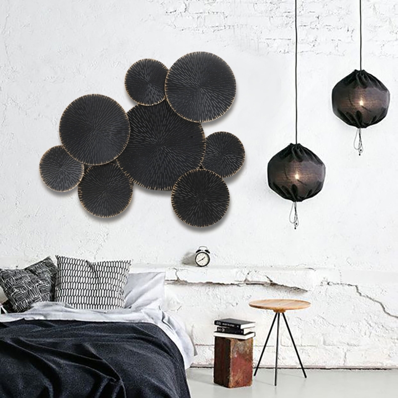 Wall Art: Abstract Two-Tone Overlapping Metal Disks Decor